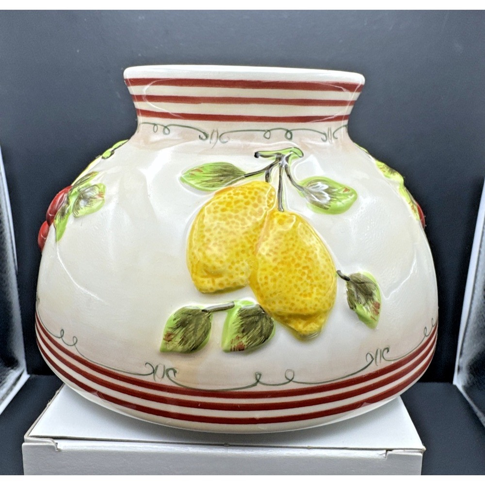 Home Interiors Jar Candle Capper Shade Topper Fruit Lemons and Cherries
